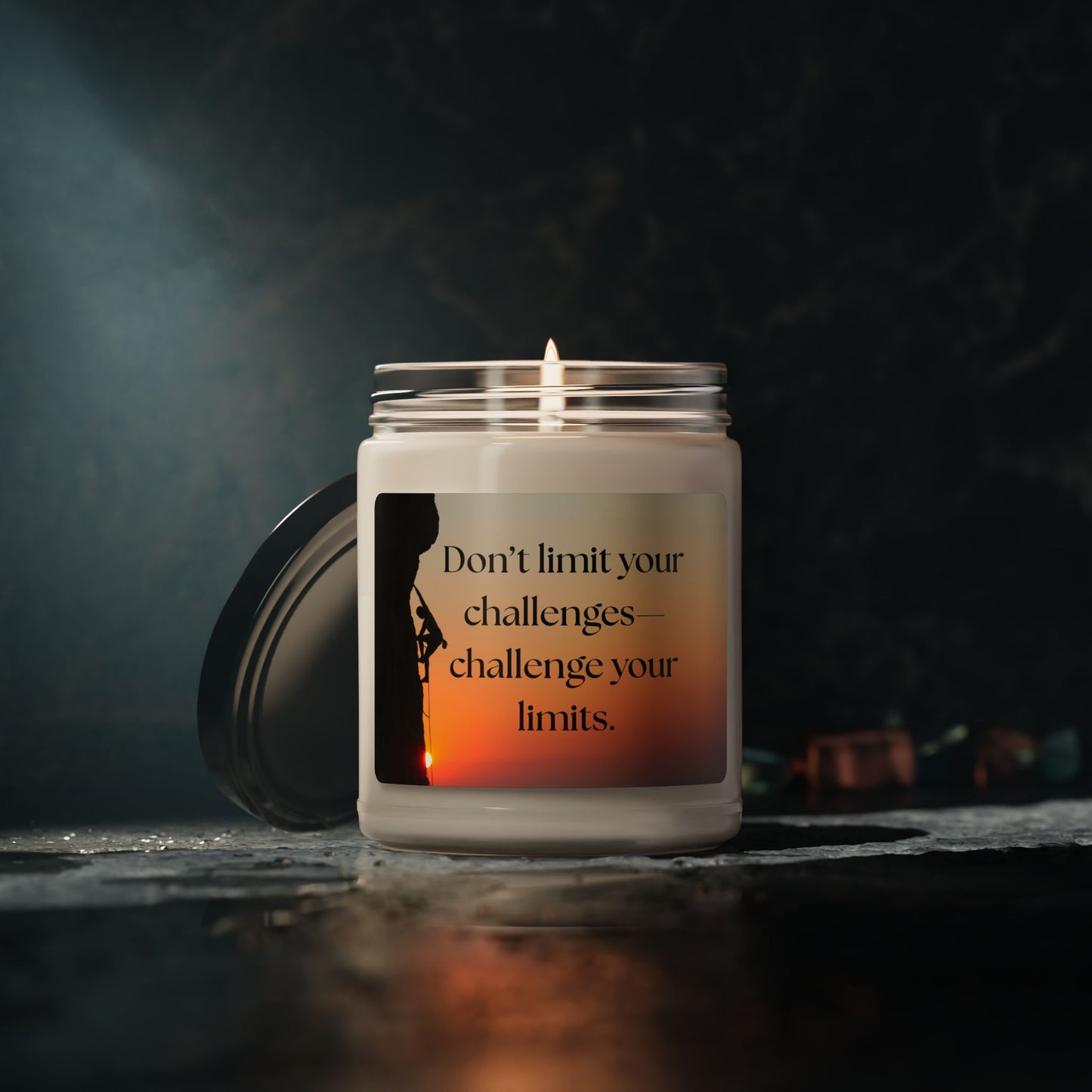 Motivational Scented Soy Candle - "Don’t limit your challenges—challenge your limits." - 9oz
