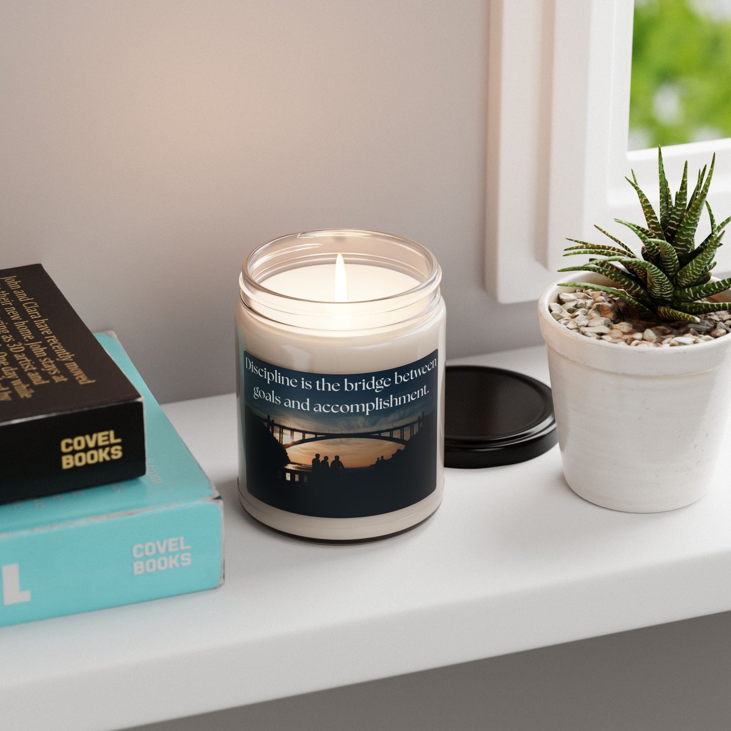 Inspirational Scented Soy Candle - "Discipline is the bridge between goals and accomplishment." - 9oz