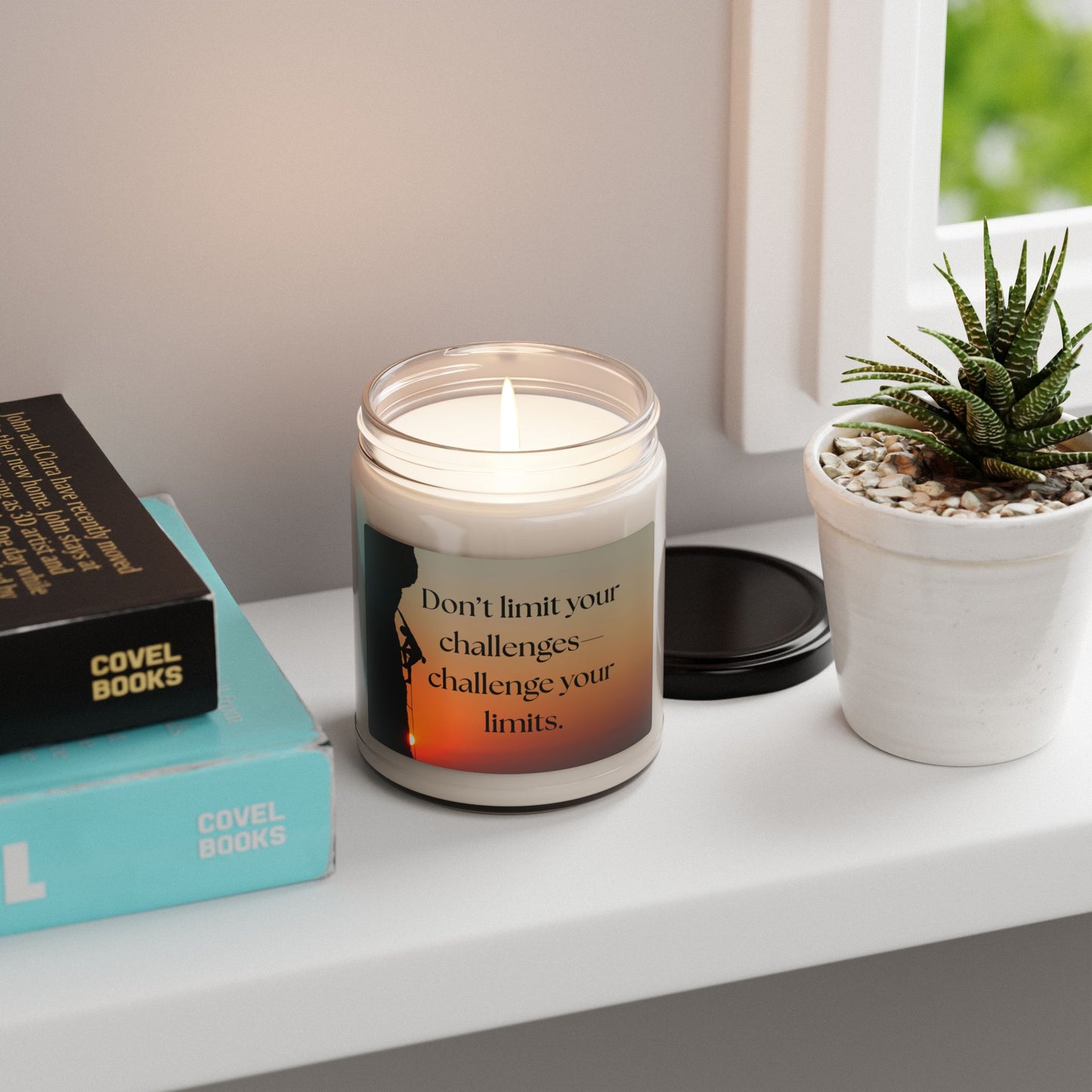 Motivational Scented Soy Candle - "Don’t limit your challenges—challenge your limits." - 9oz