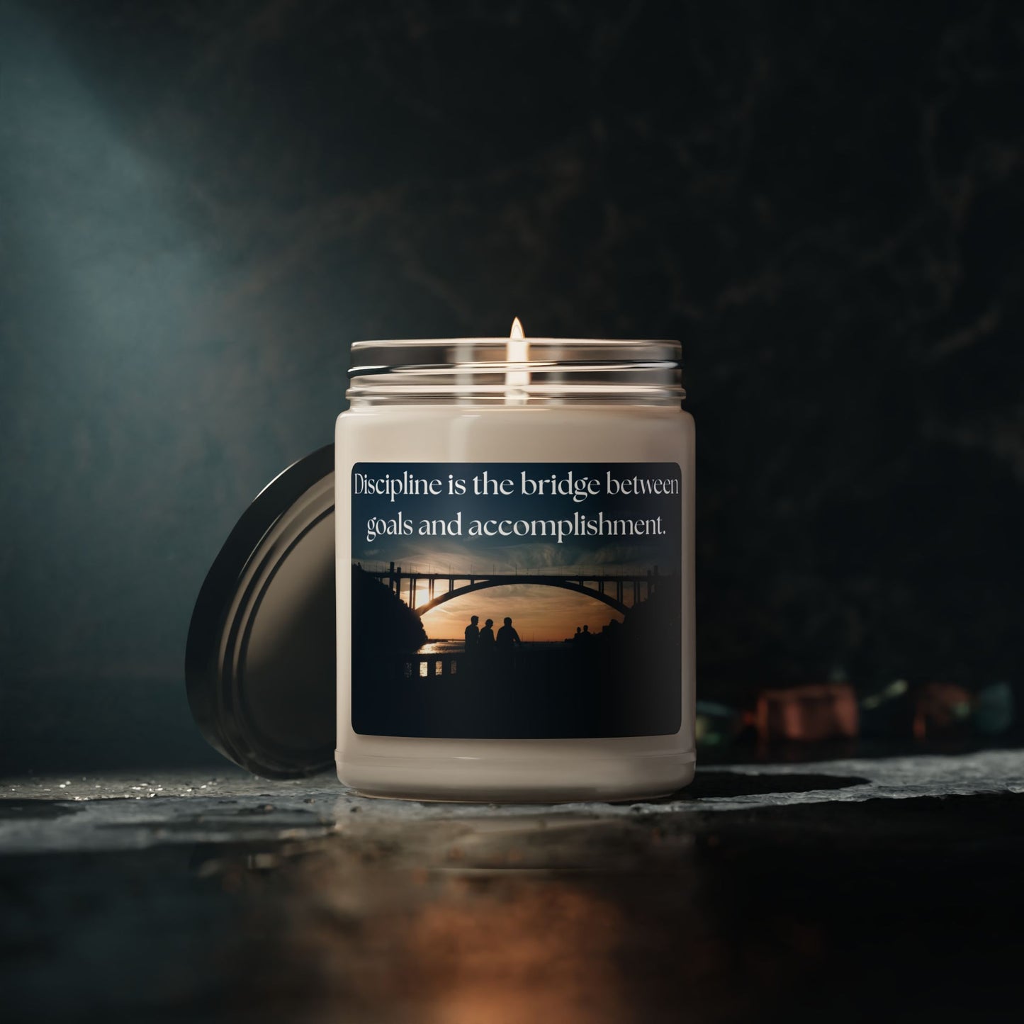 Inspirational Scented Soy Candle - "Discipline is the bridge between goals and accomplishment." - 9oz